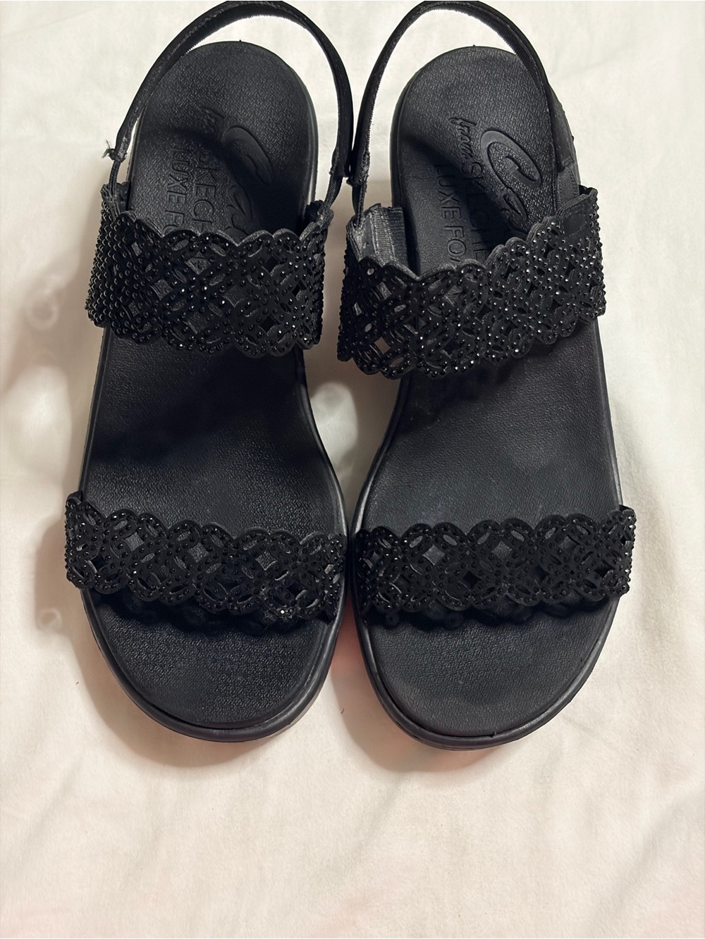 Skechers Black Beaded Slingback Sandals